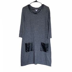 New York & Company Gray Leather Pocket Dress